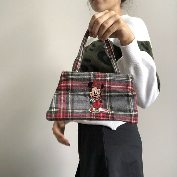 Disney Handbags - minnies class act plaid mini purse embroidered Y2k
